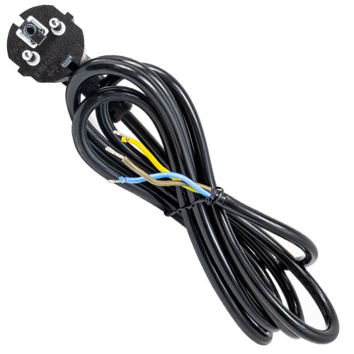 Clavija Negra Schuko (3x1mm) + 2 mcable